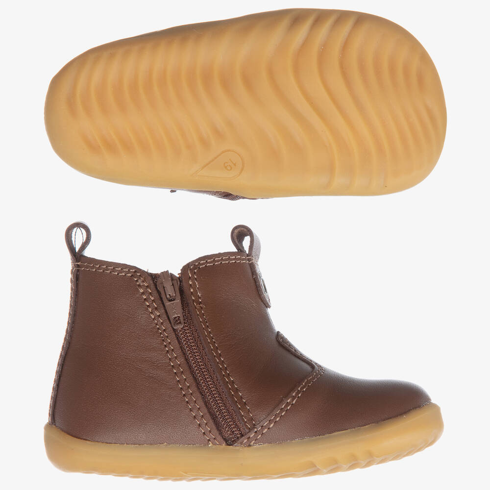 بوباكس Step Up-حذاء بكاحل جلد لون بنّي | Childrensalon Outlet