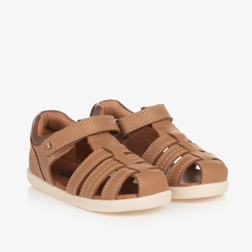 Bobux IWalk Brown Leather Velcro Sandals Childrensalon Outlet