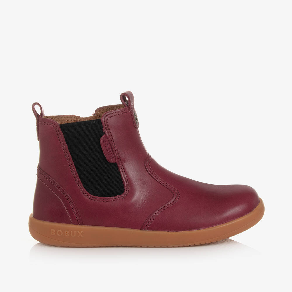 Bobux-Girls Burgundy Red Leather Chelsea Boots | Childrensalon Outlet