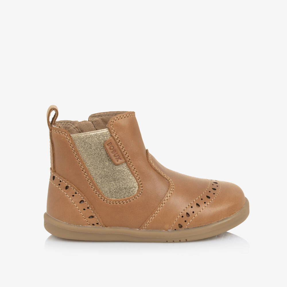 Bobux IWalk-Girls Caramel Brown Leather Chelsea Boots | Childrensalon Outlet