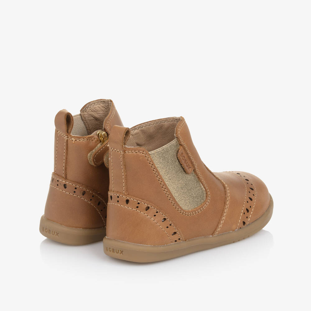 Bobux IWalk-Girls Caramel Brown Leather Chelsea Boots | Childrensalon Outlet