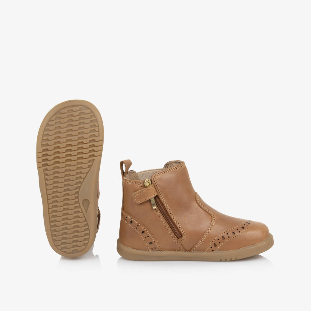 Bobux IWalk-Girls Caramel Brown Leather Chelsea Boots | Childrensalon Outlet