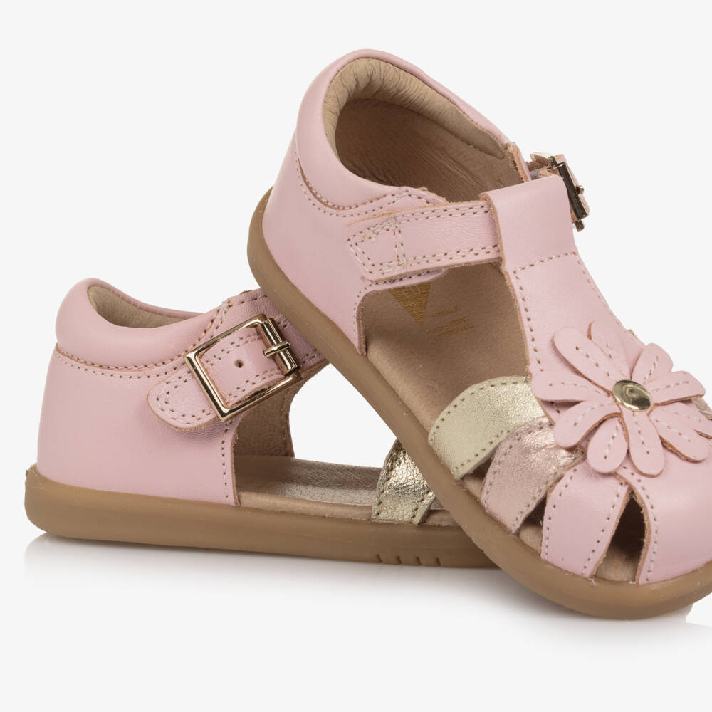 Bobux IWalk-Girls Floral Pink Leather Footwear | Childrensalon Outlet