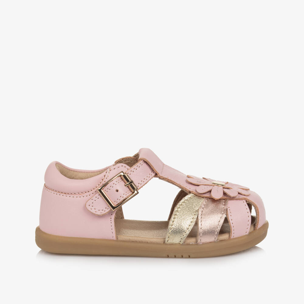 Bobux IWalk-Girls Floral Pink Leather Footwear | Childrensalon Outlet