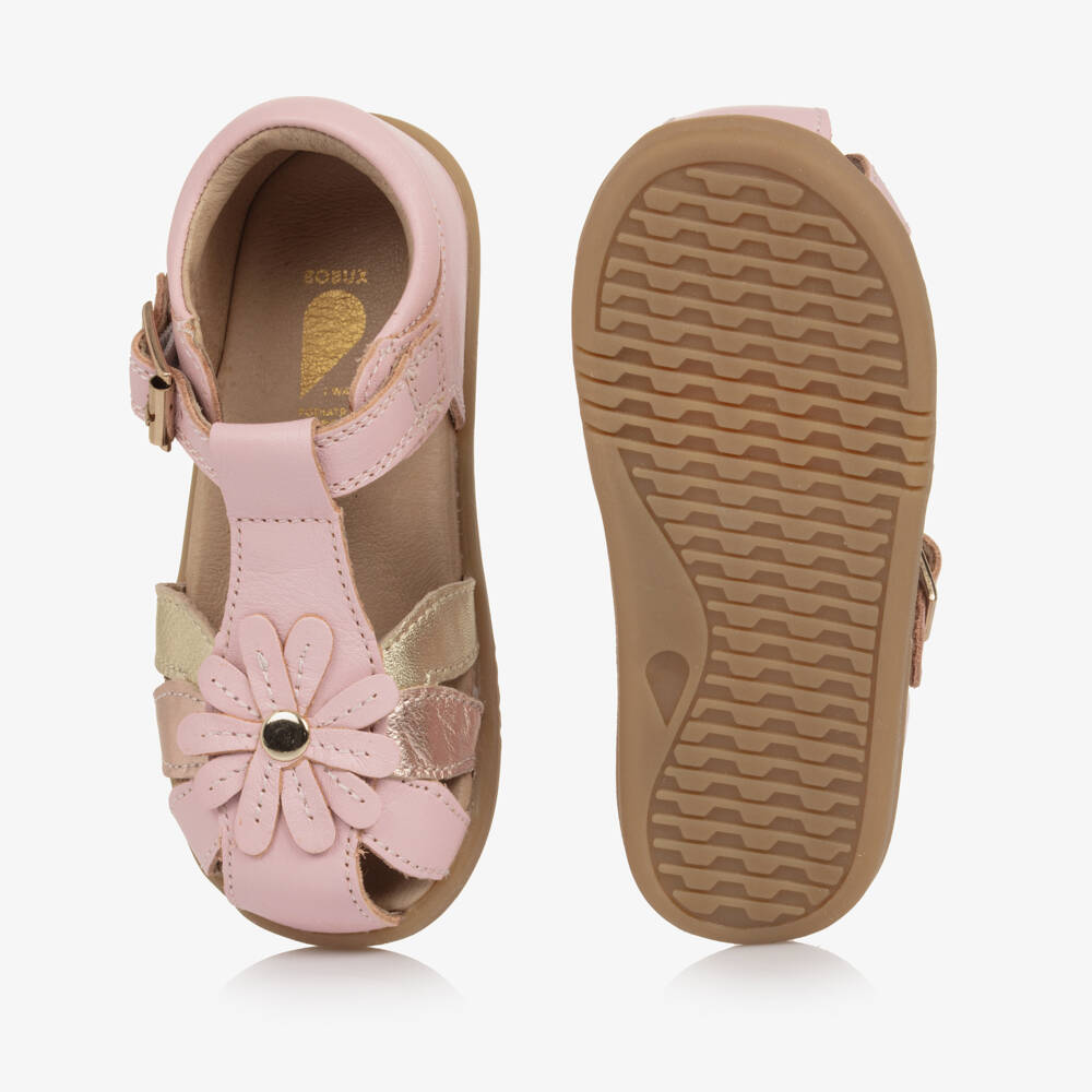 Bobux IWalk-Girls Floral Pink Leather Footwear | Childrensalon Outlet