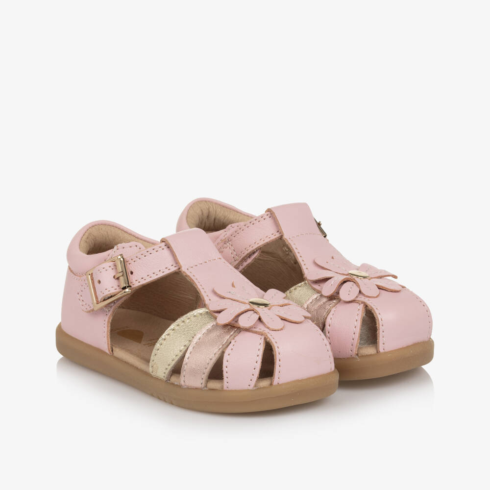 Bobux IWalk-Girls Floral Pink Leather Footwear | Childrensalon Outlet