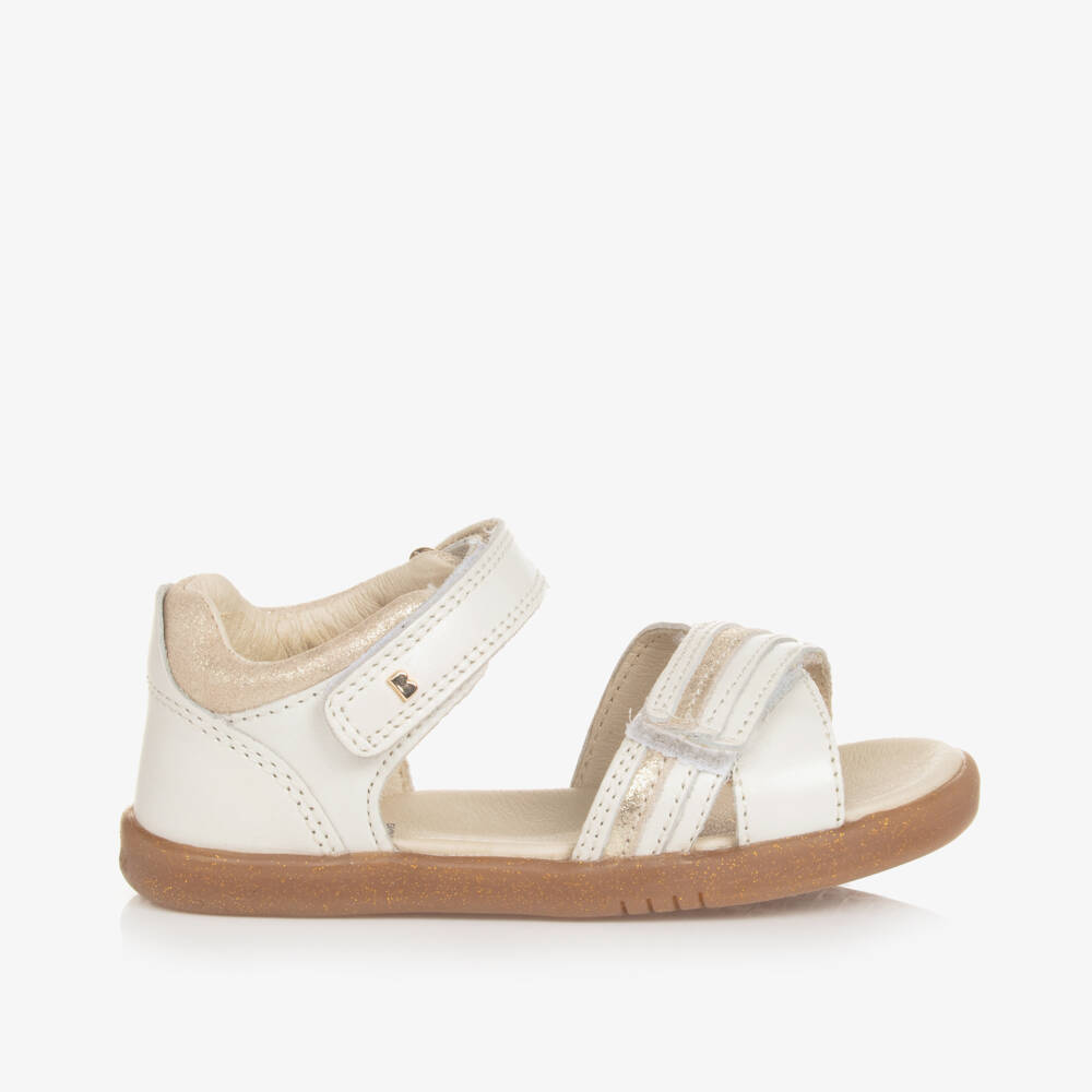 Bobux IWalk-Girls Ivory Leather Sandals | Childrensalon Outlet