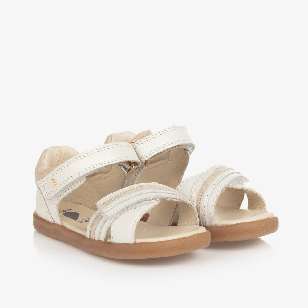 Bobux IWalk Girls Ivory Leather Sandals Childrensalon Outlet