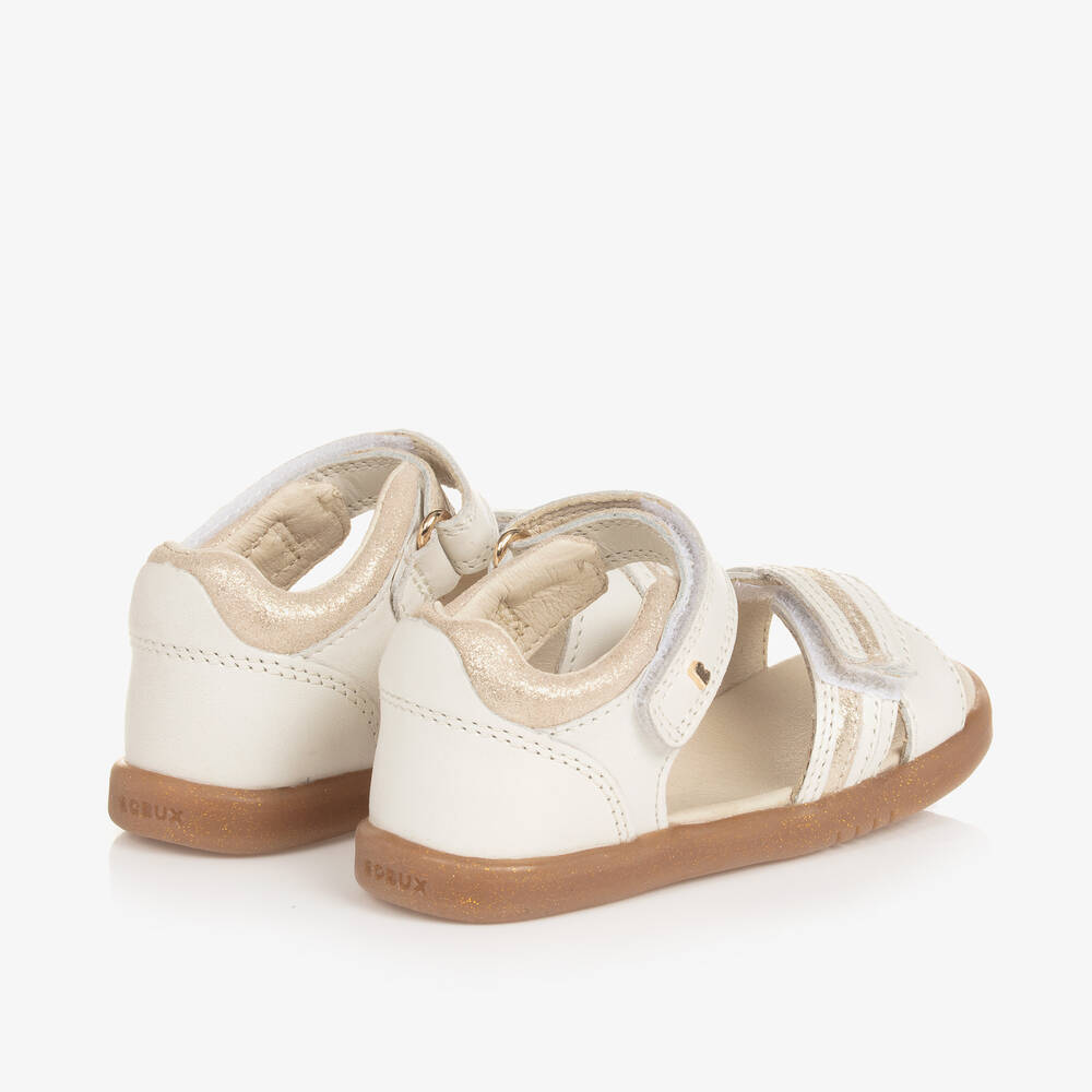 Bobux IWalk-Girls Ivory Leather Sandals | Childrensalon Outlet