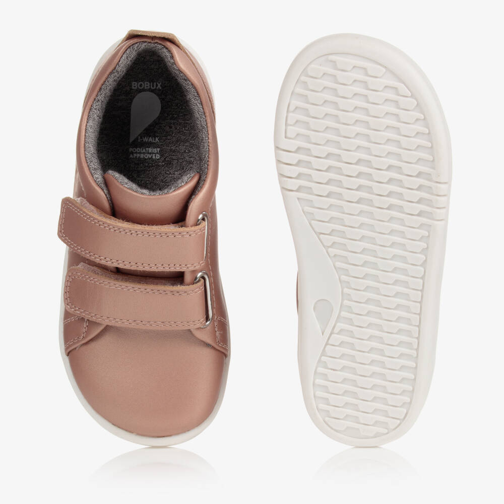 Bobux IWalk-Girls Metallic Pink Leather Trainers | Childrensalon Outlet