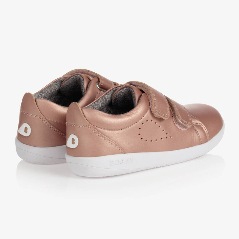 Bobux Kid +-Girls Metallic Pink Leather Trainers | Childrensalon Outlet