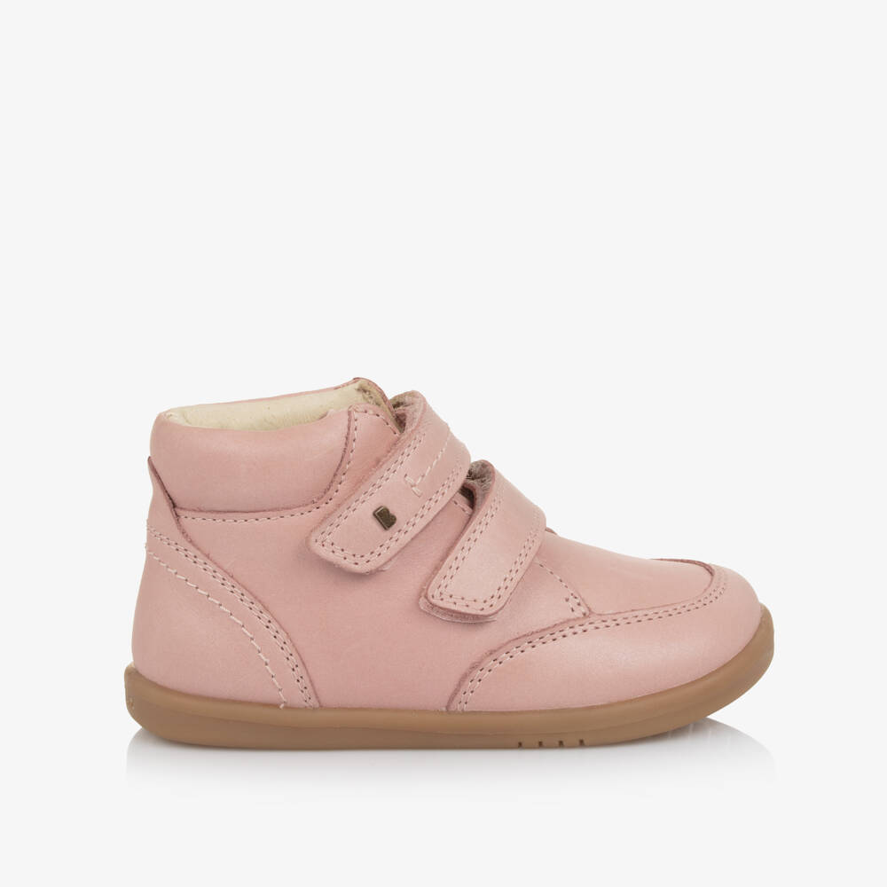 Bobux IWalk-Girls Pearlescent Pink Leather Velcro Boots | Childrensalon Outlet
