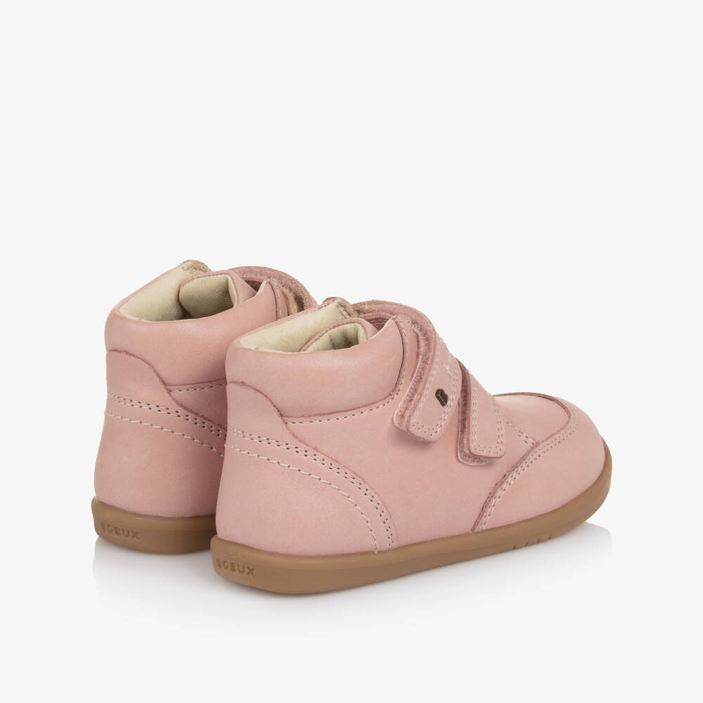Bobux IWalk-Girls Pearlescent Pink Leather Velcro Boots | Childrensalon Outlet