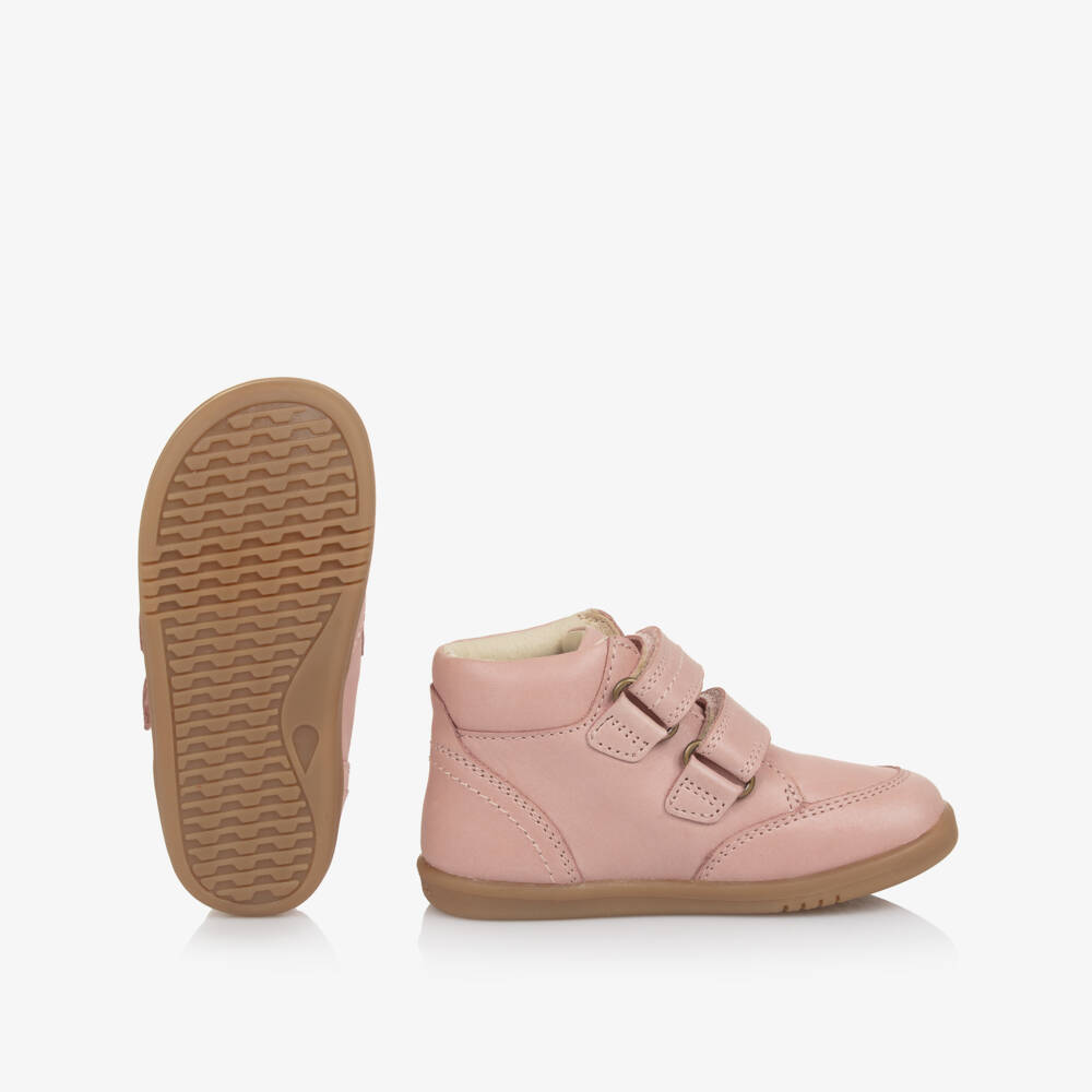 Bobux IWalk-Girls Pearlescent Pink Leather Velcro Boots | Childrensalon Outlet