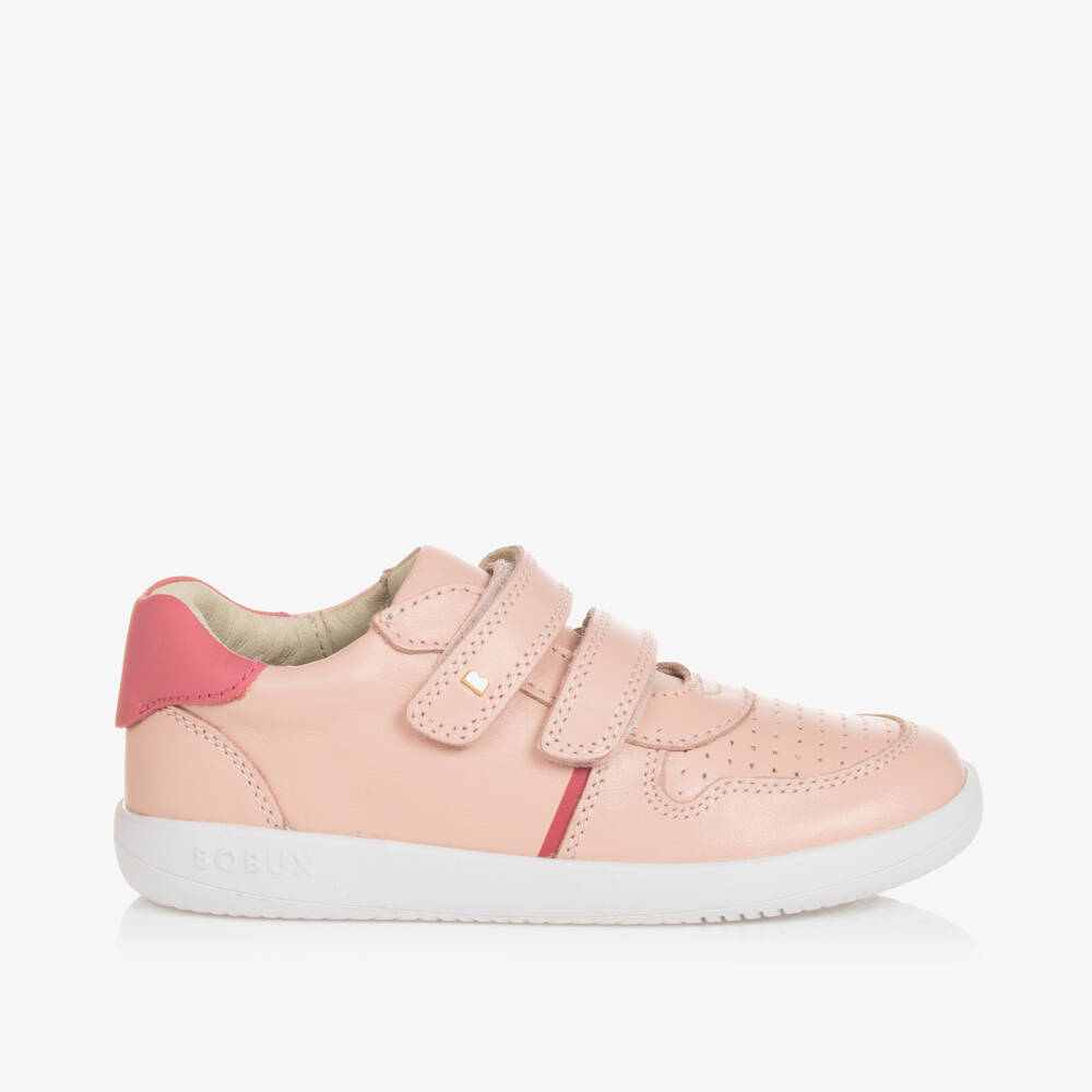 Bobux Kid +-Girls Pink Leather Velcro Trainers | Childrensalon Outlet