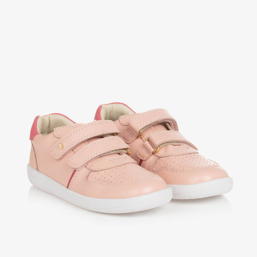 Bobux Kid +-Girls Pink Leather Velcro Trainers | Childrensalon Outlet