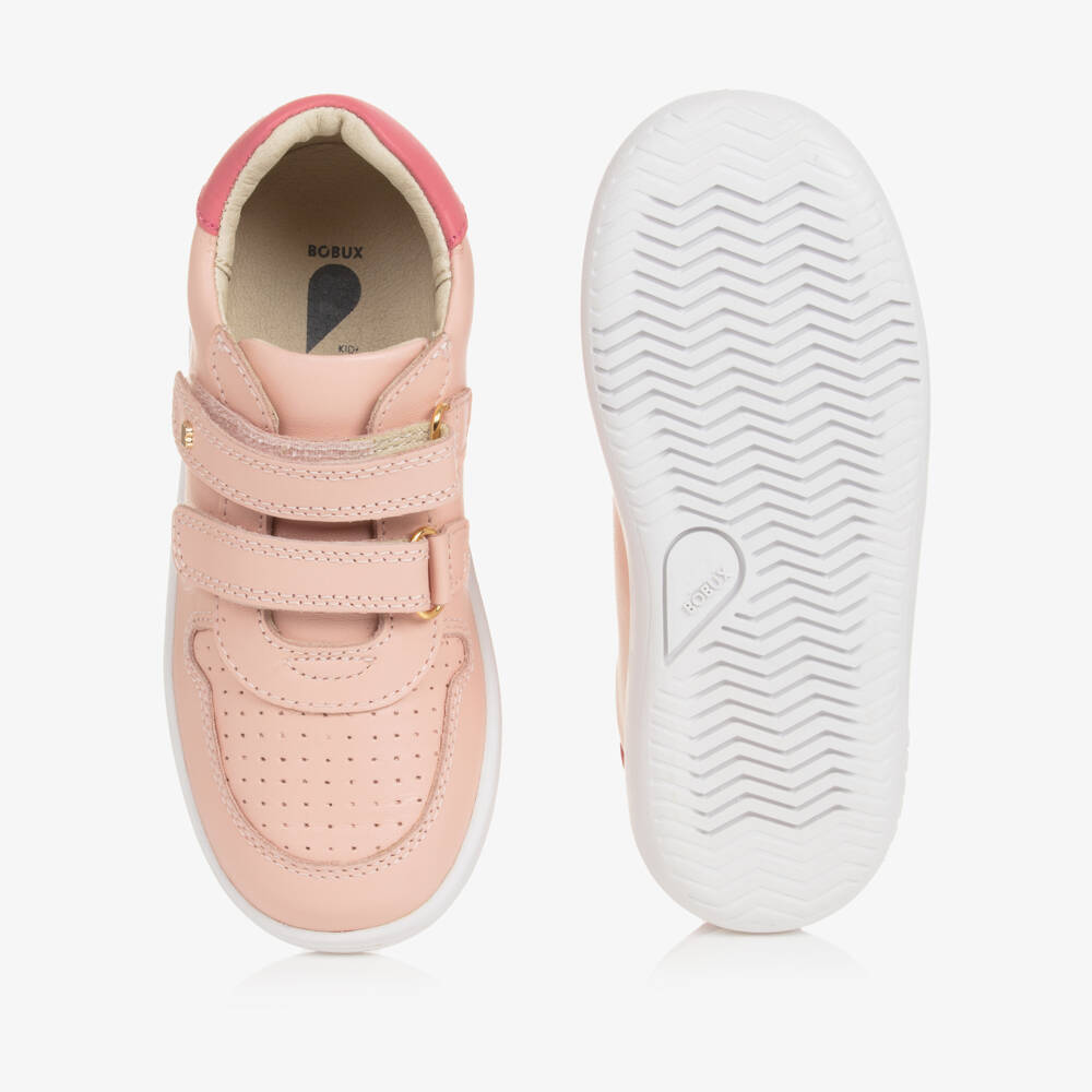 Bobux Kid +-Girls Pink Leather Velcro Trainers | Childrensalon Outlet