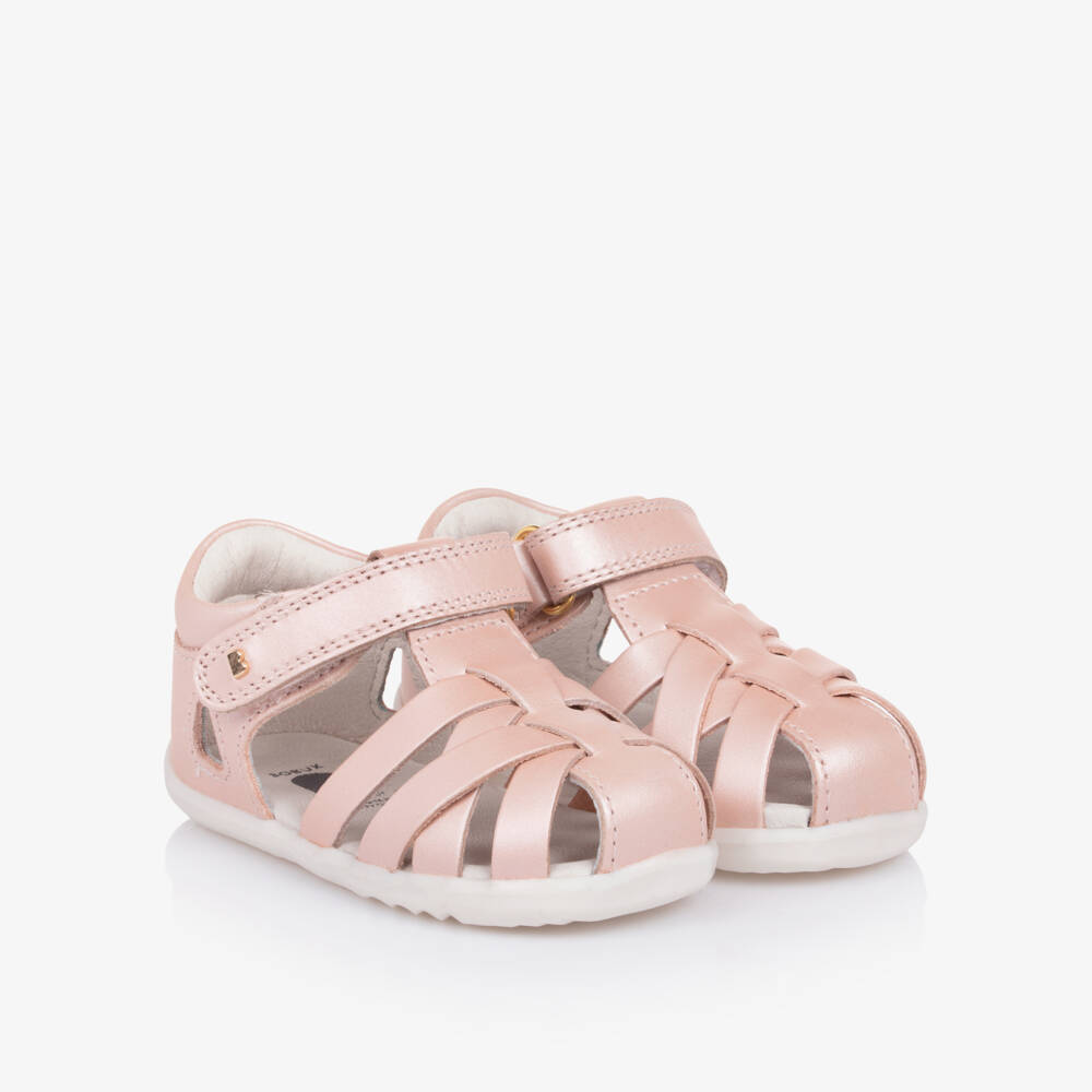 Bobux Step Up-Girls Pink Leather Velcro Walkers | Childrensalon Outlet