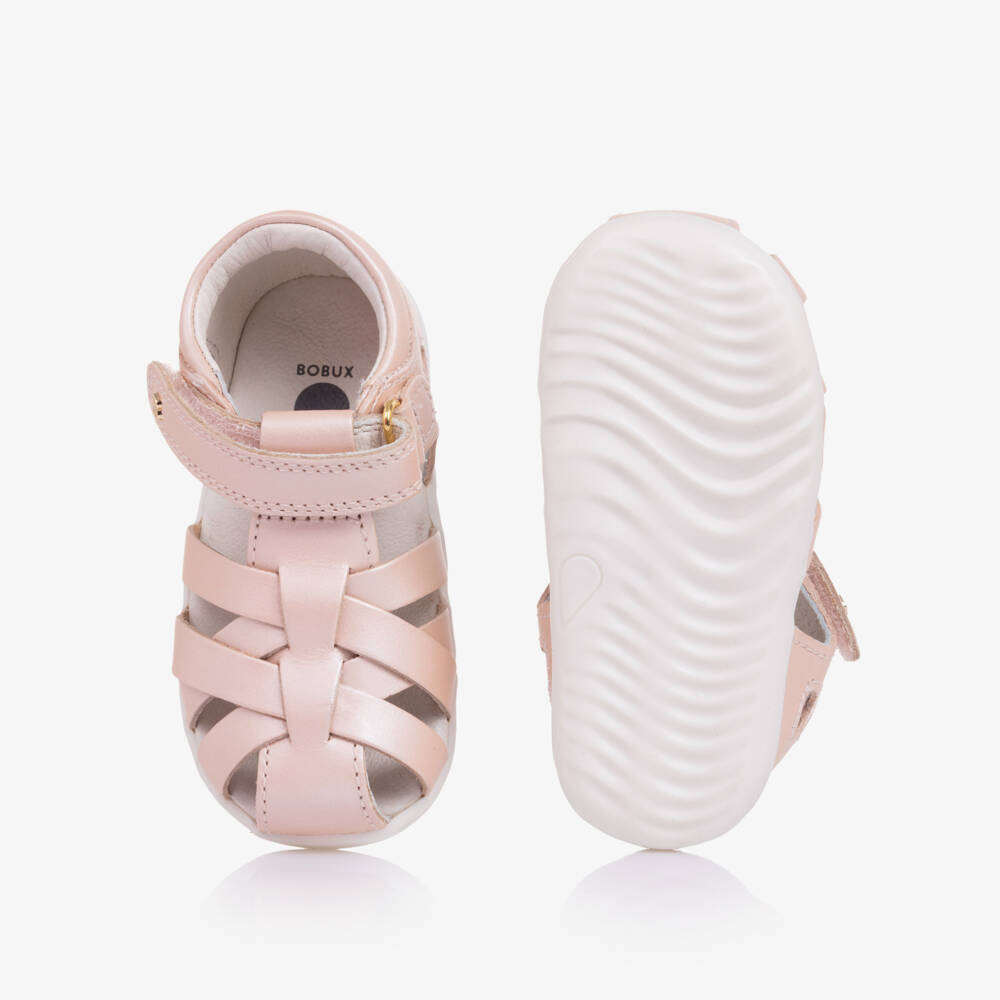 Bobux Step Up-Girls Pink Leather Velcro Walkers | Childrensalon Outlet