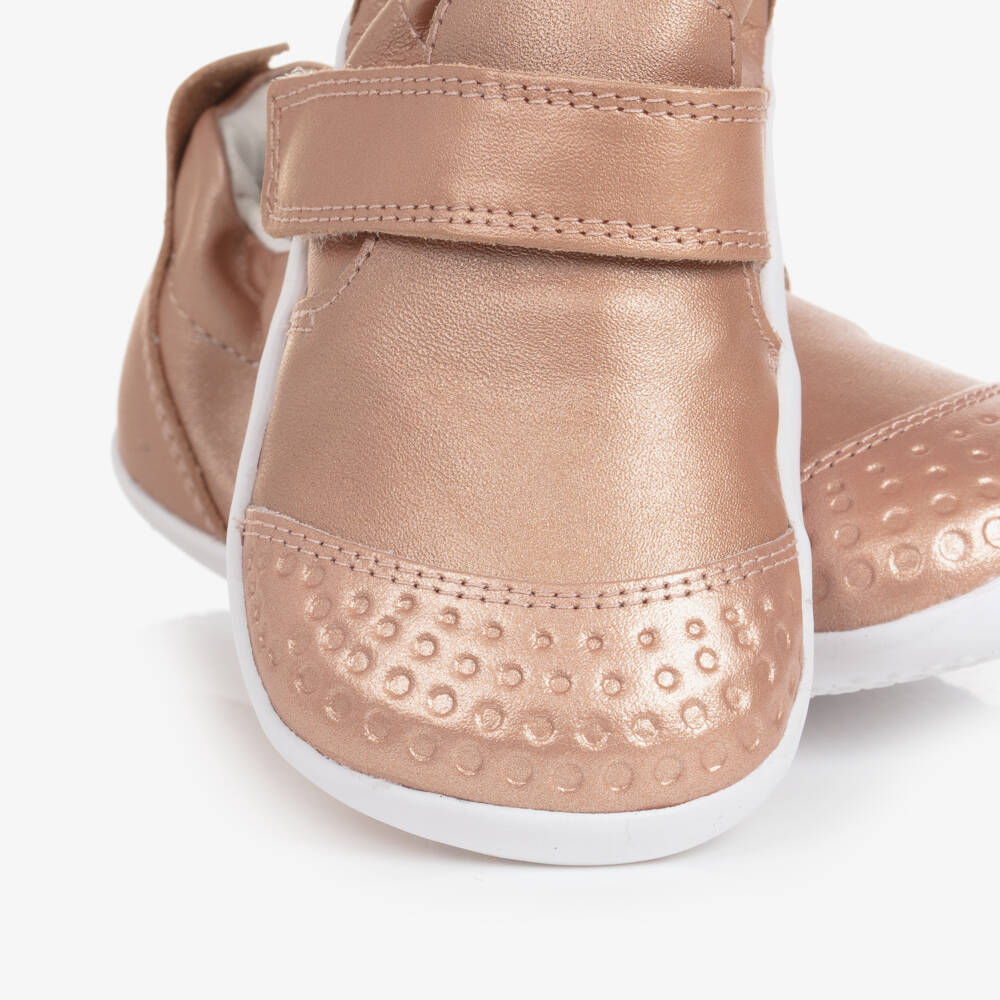 Bobux-Girls Rose Gold Leather First Walkers | Childrensalon Outlet