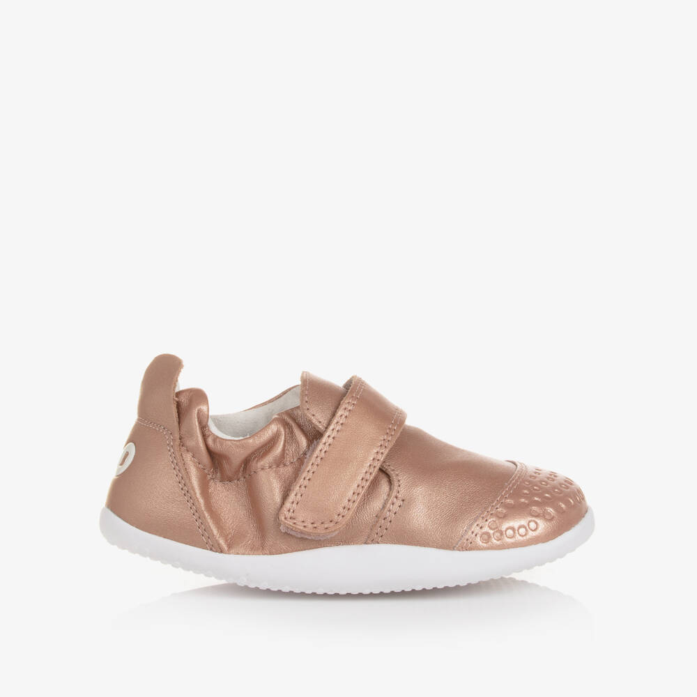 Bobux-Girls Rose Gold Leather First Walkers | Childrensalon Outlet