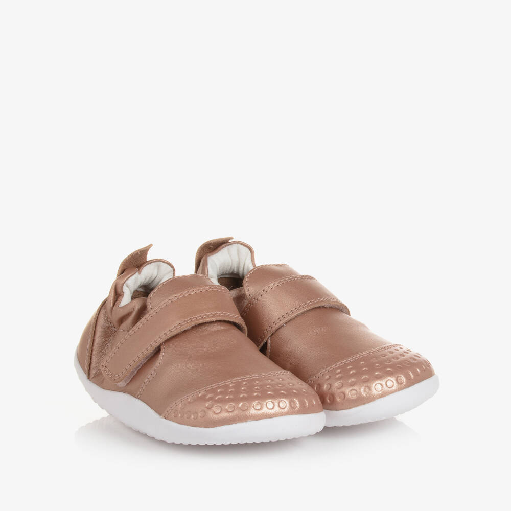 Bobux-Girls Rose Gold Leather First Walkers | Childrensalon Outlet