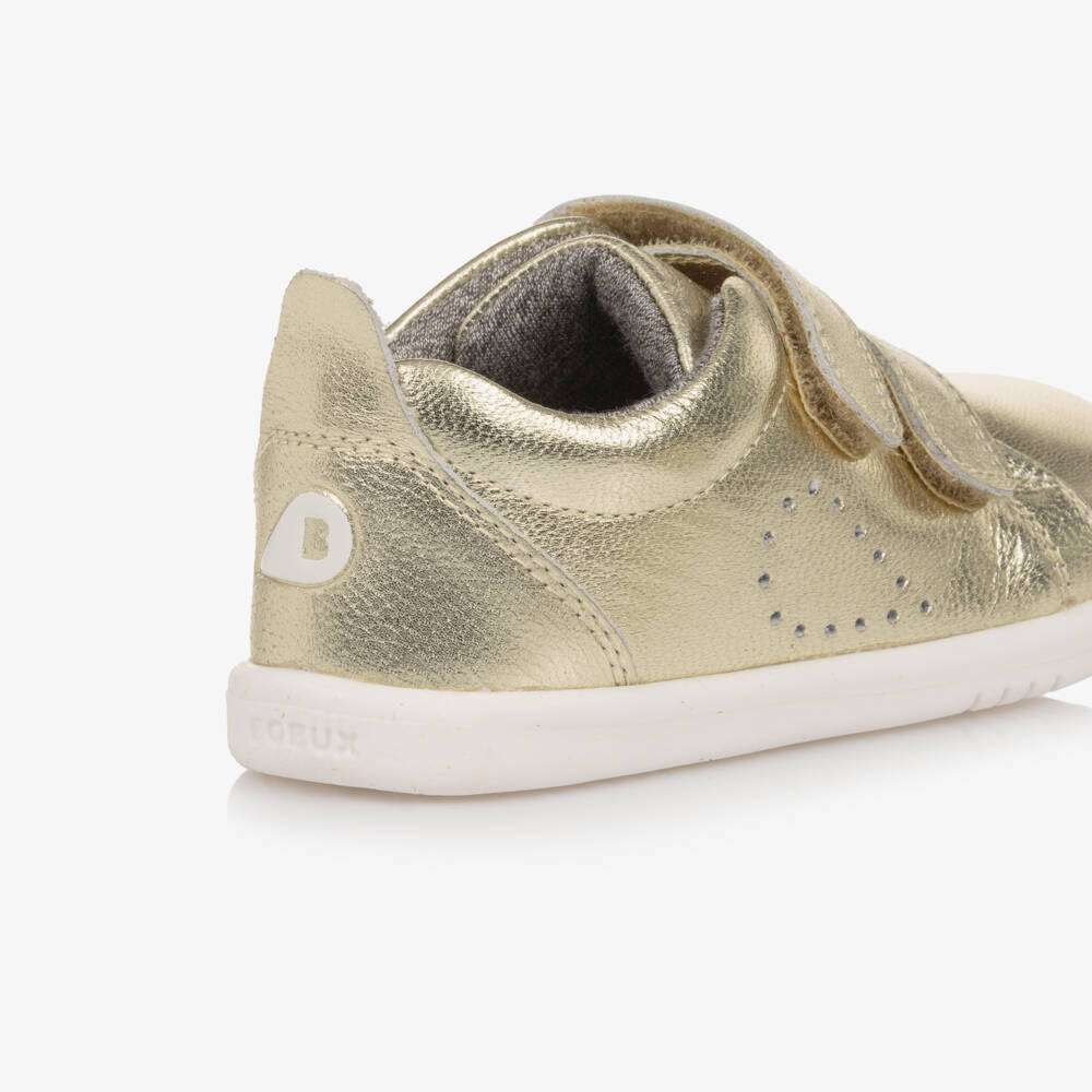 Bobux IWalk-Girls Shimmering Gold Leather Sneakers | Childrensalon Outlet