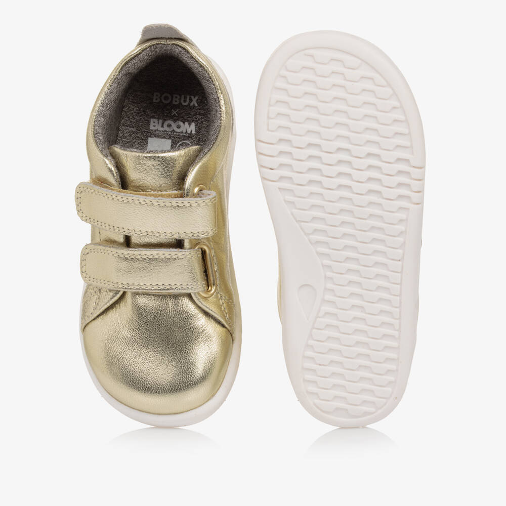 Bobux IWalk-Girls Shimmering Gold Leather Sneakers | Childrensalon Outlet