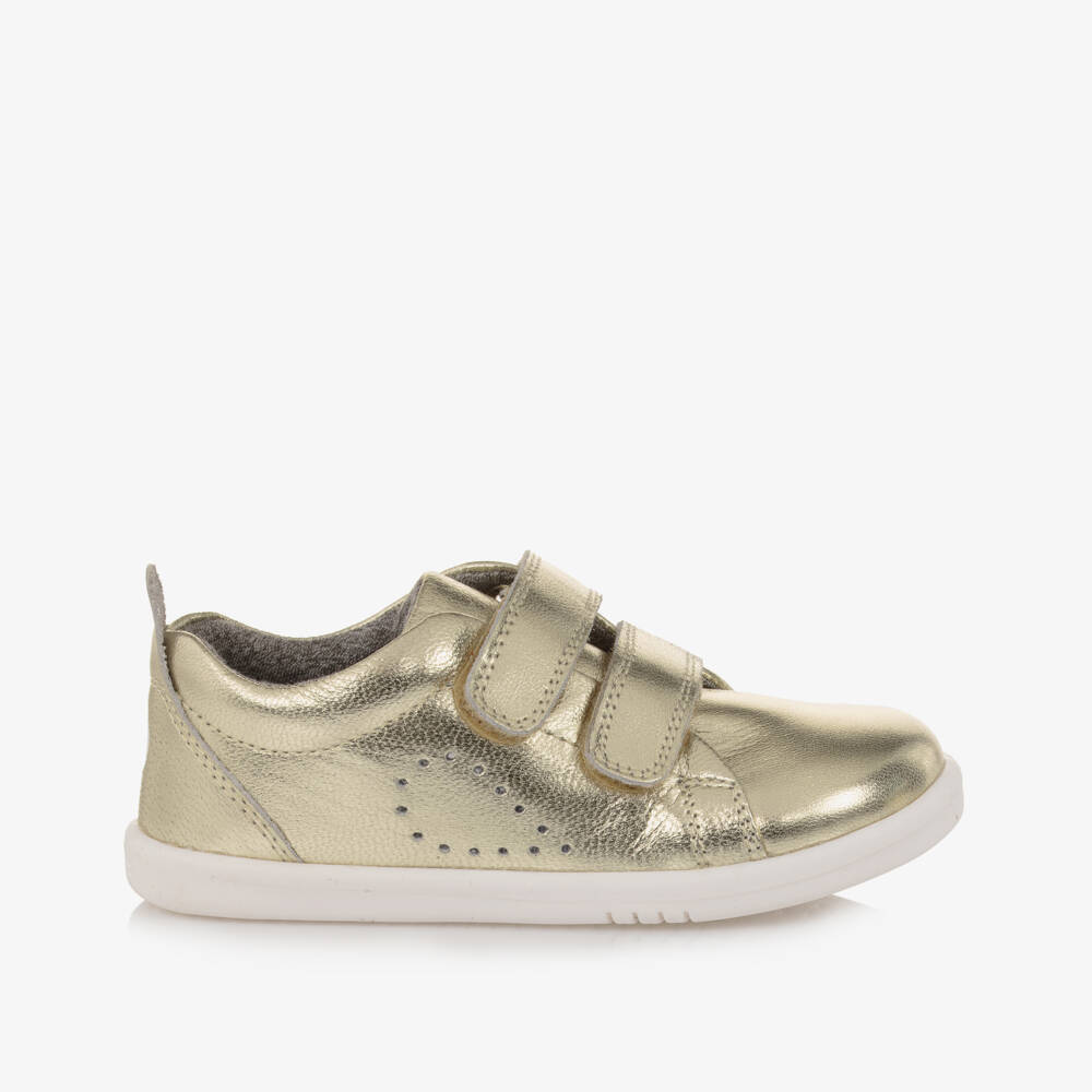Bobux IWalk-Girls Shimmering Gold Leather Sneakers | Childrensalon Outlet