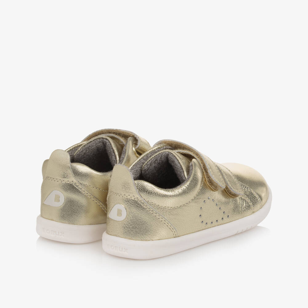 Bobux IWalk-Girls Shimmering Gold Leather Sneakers | Childrensalon Outlet