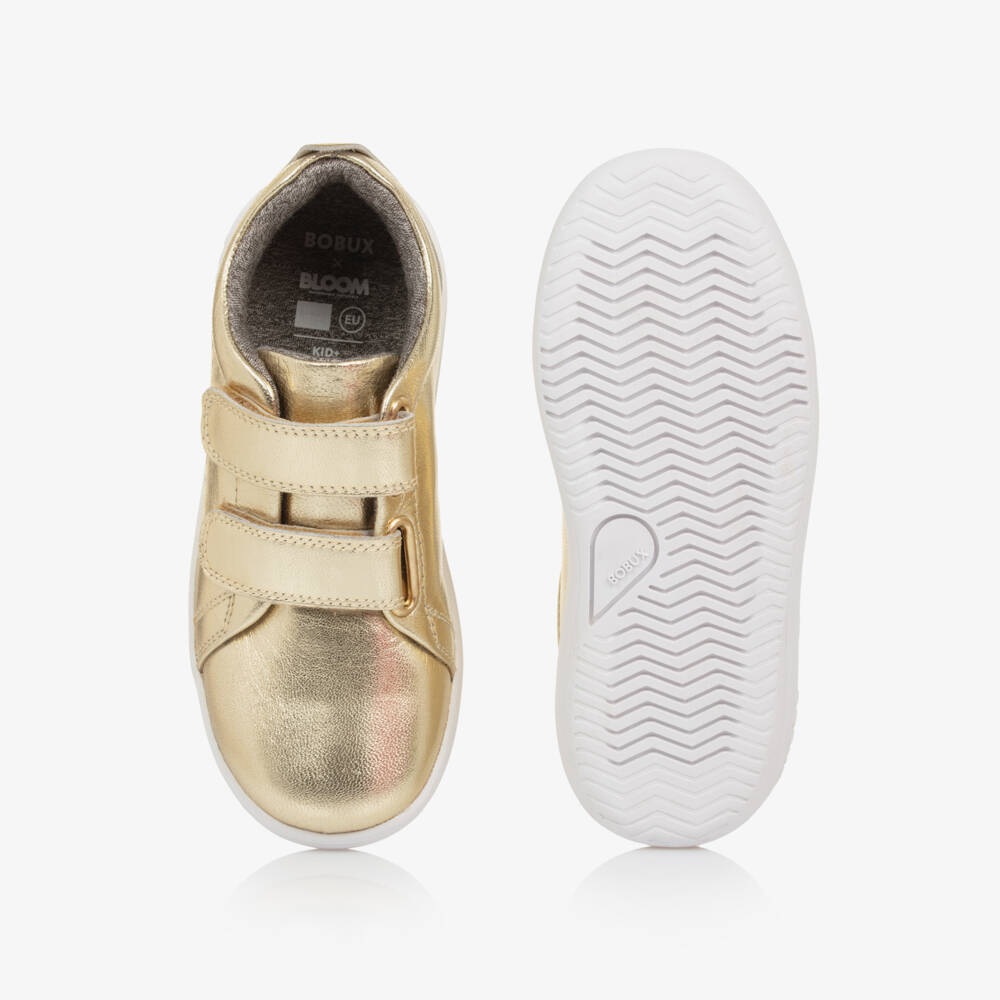 Bobux Kid +-Girls Shimmering Gold Velcro Sneakers | Childrensalon Outlet