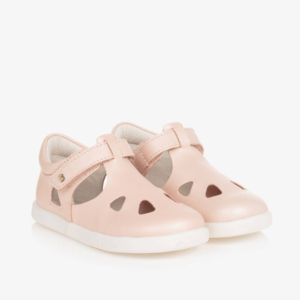 Bobux IWalk-Girls Soft Pink Leather Sandals | Childrensalon Outlet