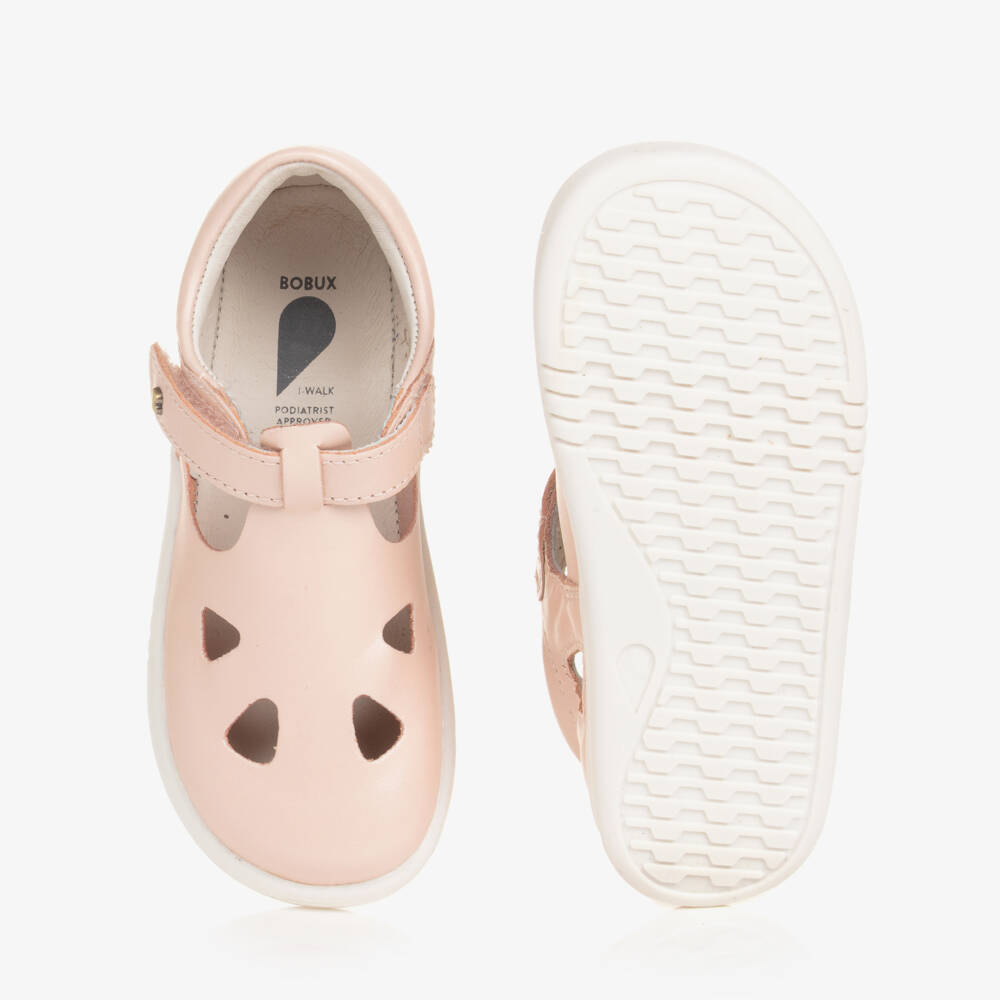 Bobux IWalk-Girls Soft Pink Leather Sandals | Childrensalon Outlet