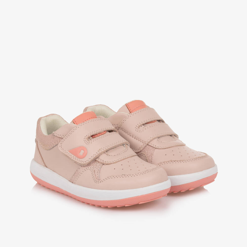 Bobux IWalk-Girls Soft Pink Leather Velcro Shoes | Childrensalon Outlet