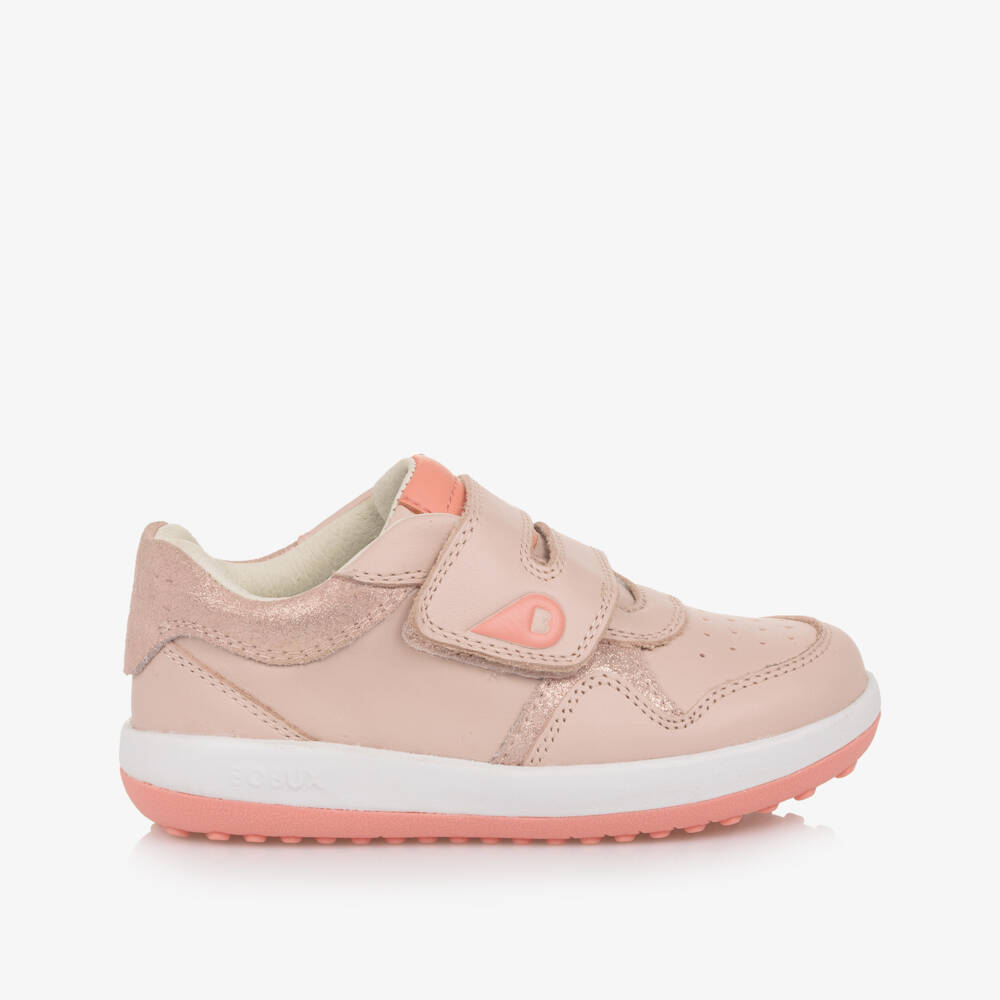 Bobux IWalk-Girls Soft Pink Leather Velcro Shoes | Childrensalon Outlet
