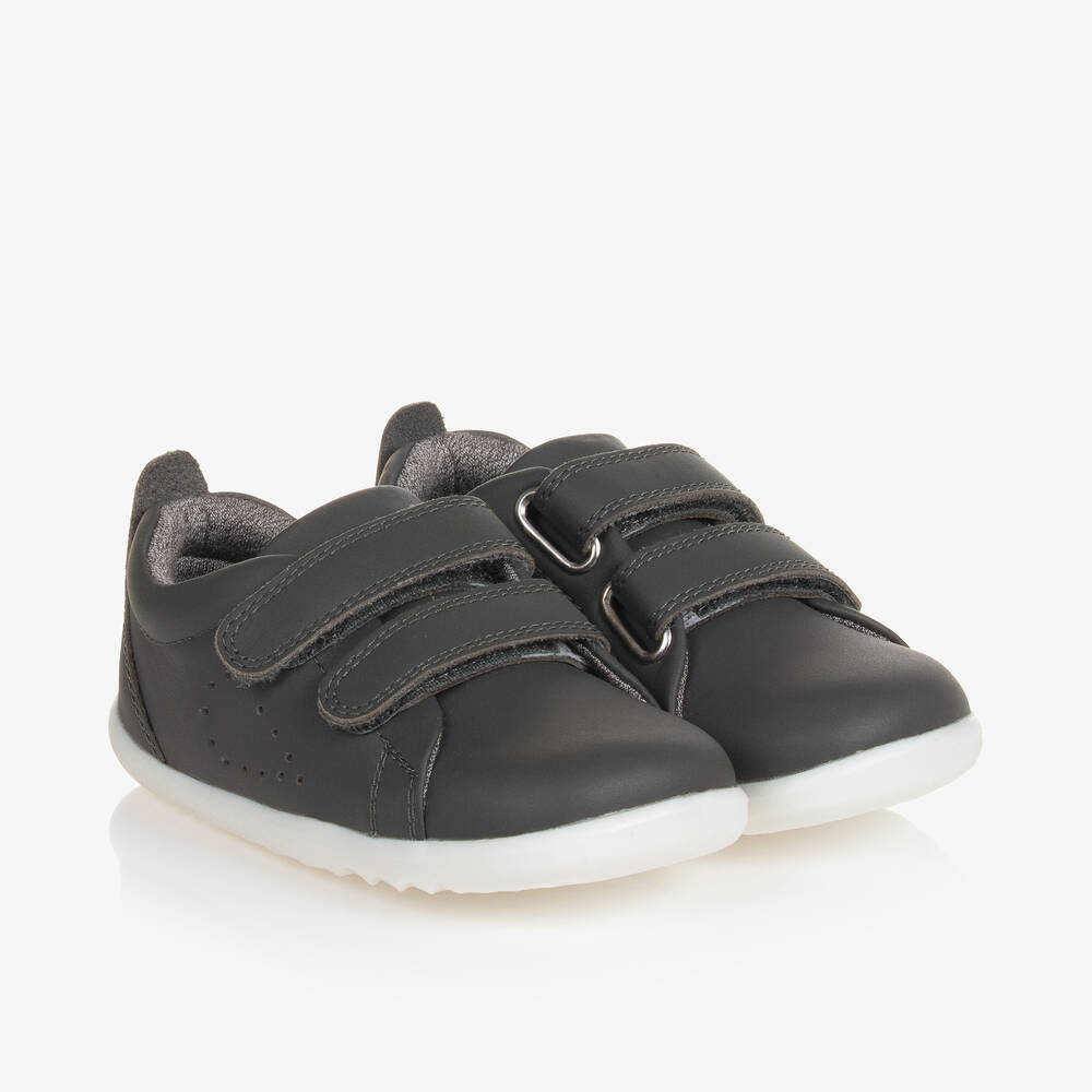 Bobux Step Up - Grey Leather First Walker Trainers | Childrensalon