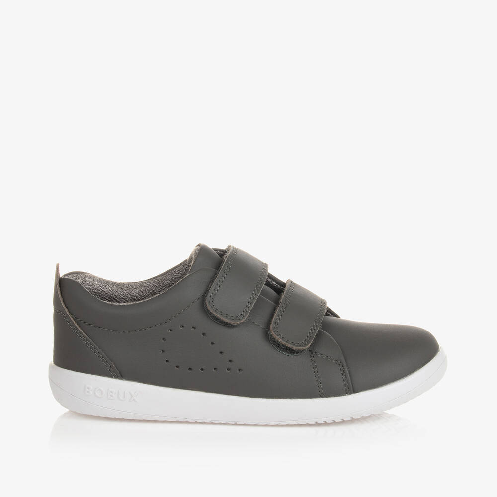 Bobux Kid Grey Leather Trainers Childrensalon Outlet