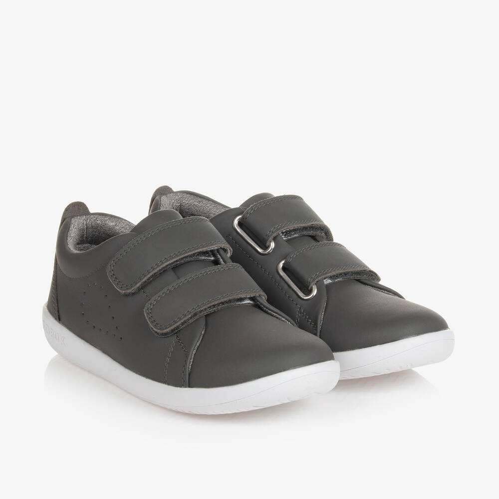 Bobux Kid + - Grey Leather Trainers | Childrensalon