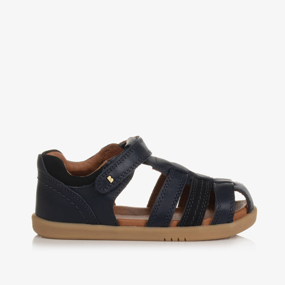 Bobux IWalk-Navy Blue Leather Sandals With Velcro Strap | Childrensalon Outlet