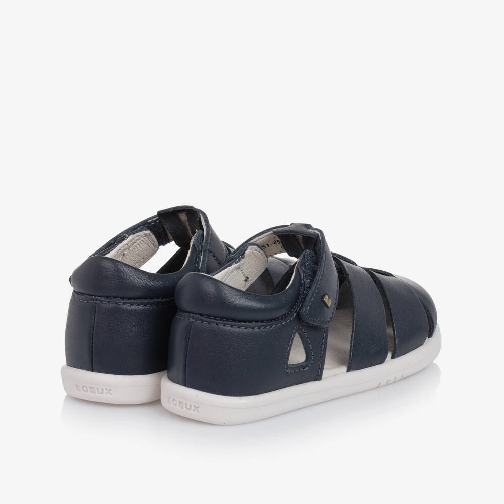 Bobux IWalk-Navy Leather Velcro Kids Sandals | Childrensalon Outlet