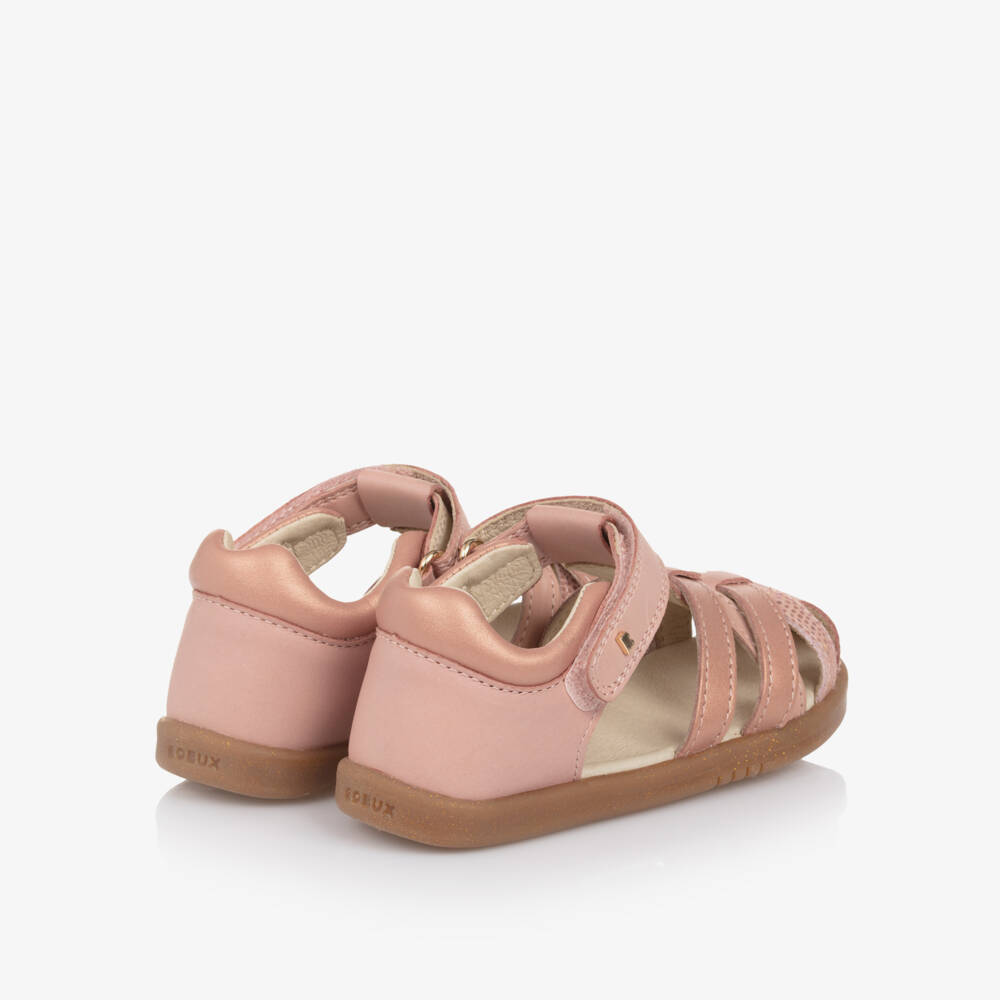 Bobux IWalk-Pink Leather Cross Strap Sandals | Childrensalon Outlet