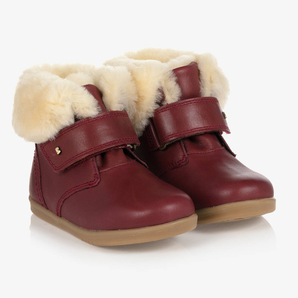 Bobux IWalk - Red Leather & Wool Boots | Childrensalon