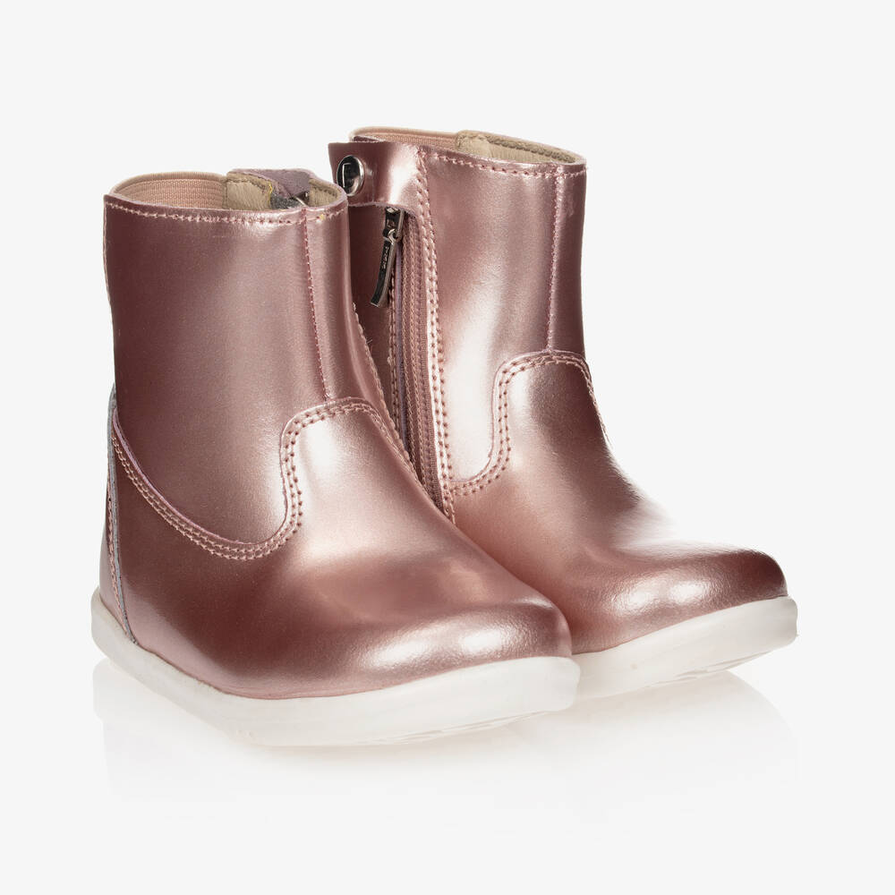 Bobux IWalk - Rose Gold Leather Rain Boots | Childrensalon