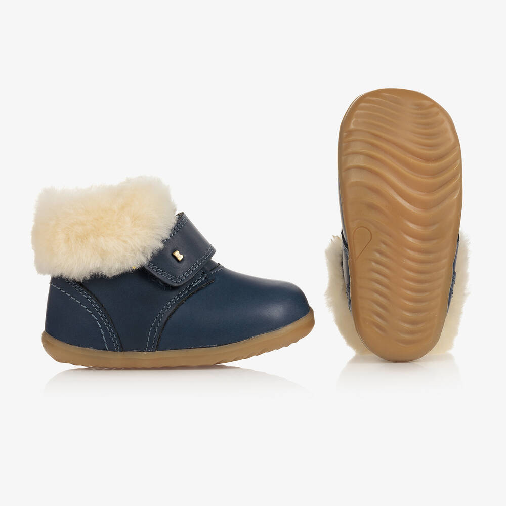 Bobux Step Up Boots bleues doublees de laine Childrensalon Outlet