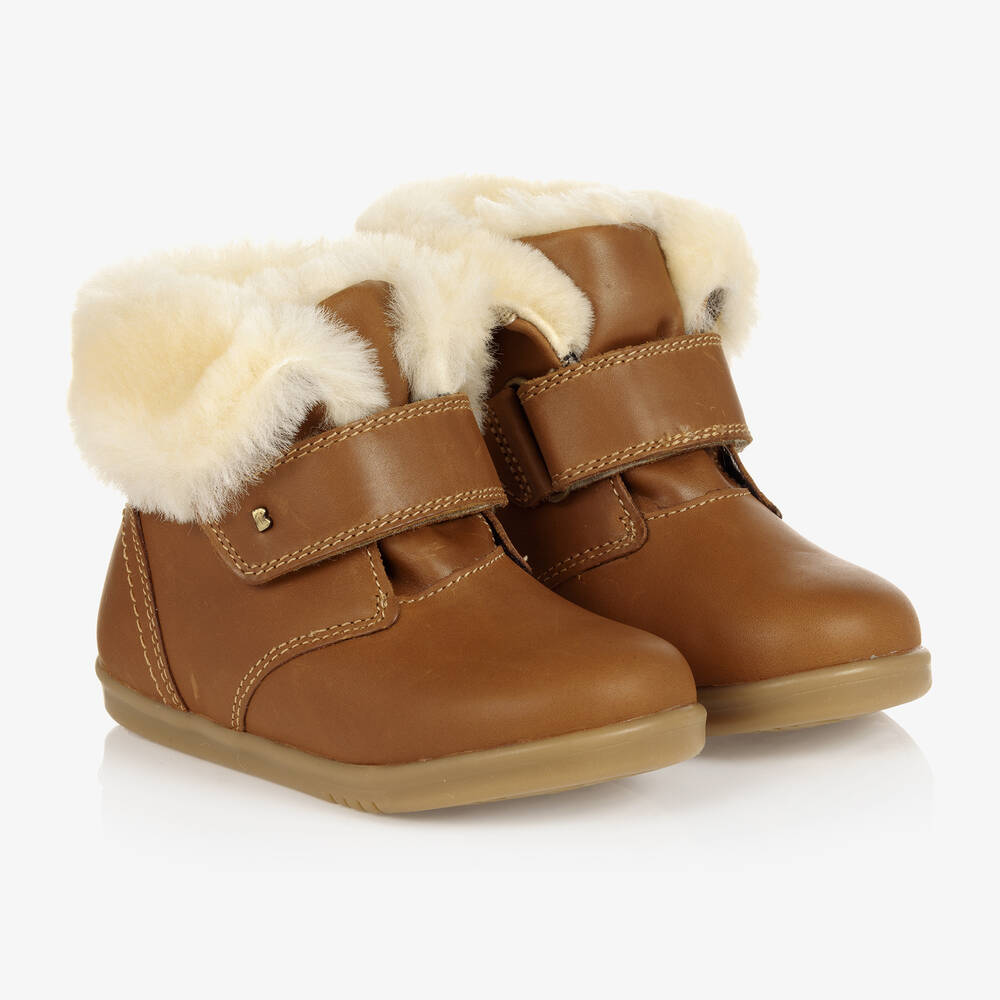 Bobux IWalk - Wool Lined Brown Leather Boots | Childrensalon