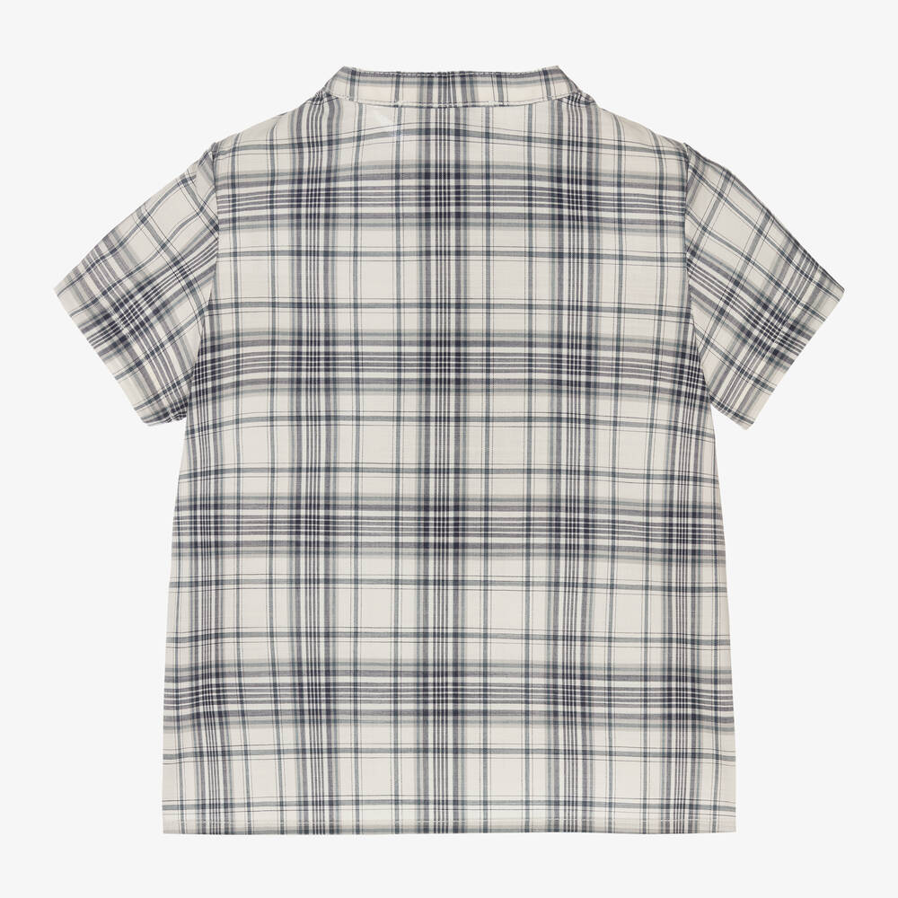 Bonpoint-قميص قطن مربعات لون أزرق أطفال ولادي | Childrensalon Outlet