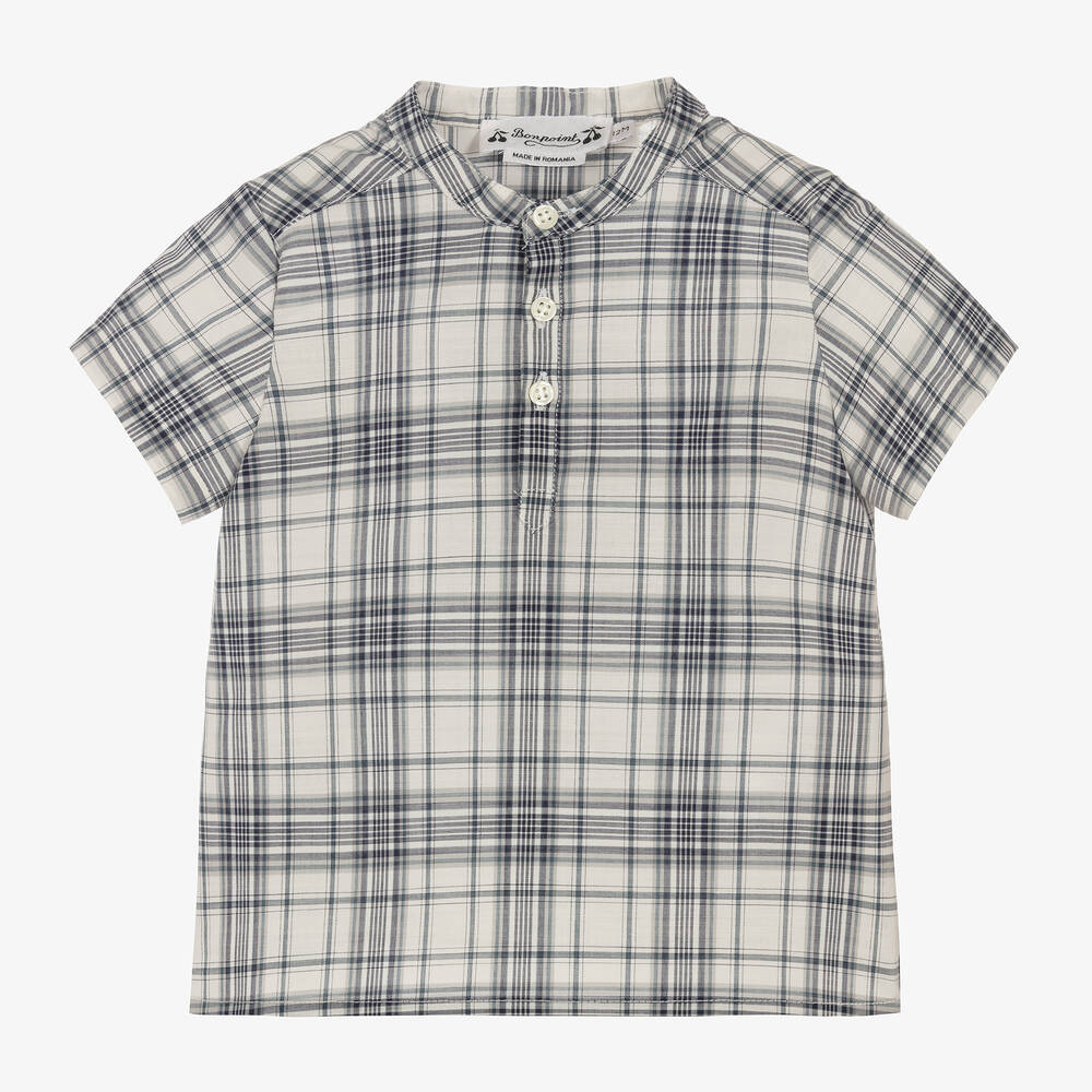 Bonpoint-Baby Boys Blue Check Cotton Shirt | Childrensalon Outlet