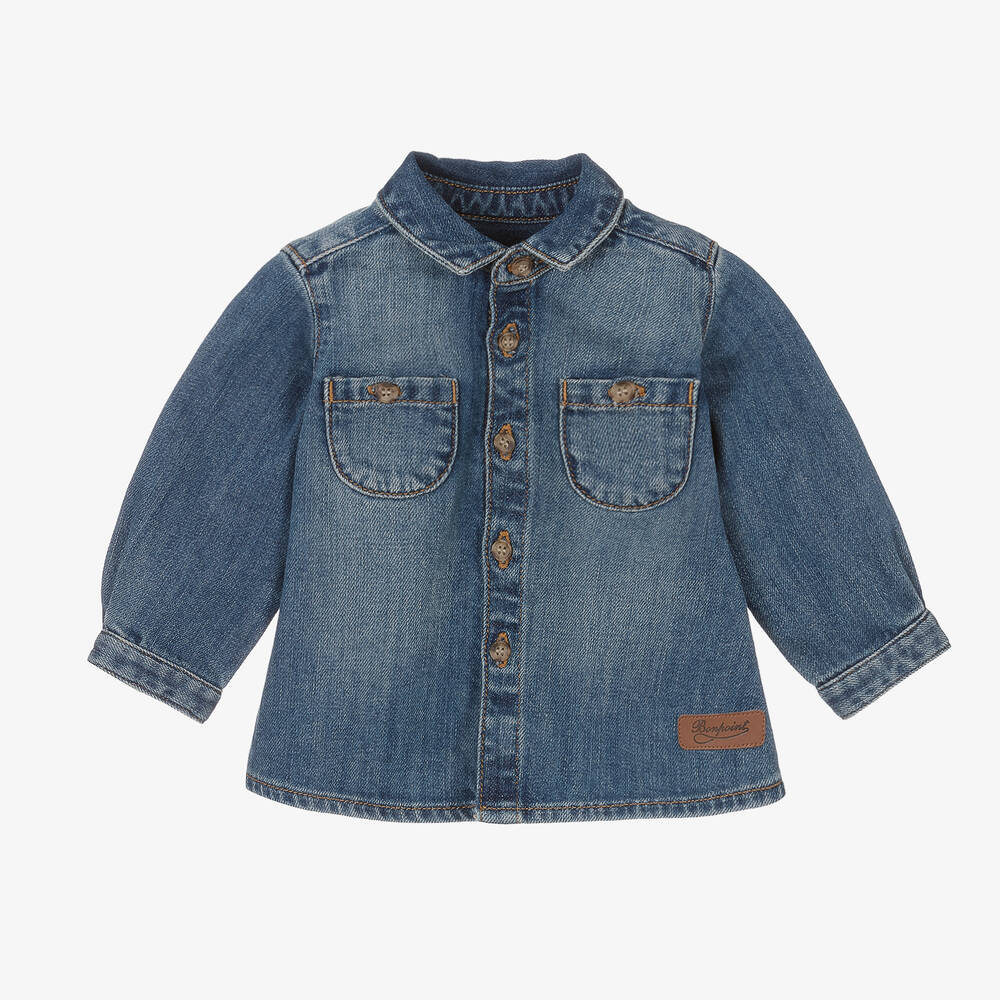 Bonpoint - Синяя джинсовая рубашка для малышей | Childrensalon