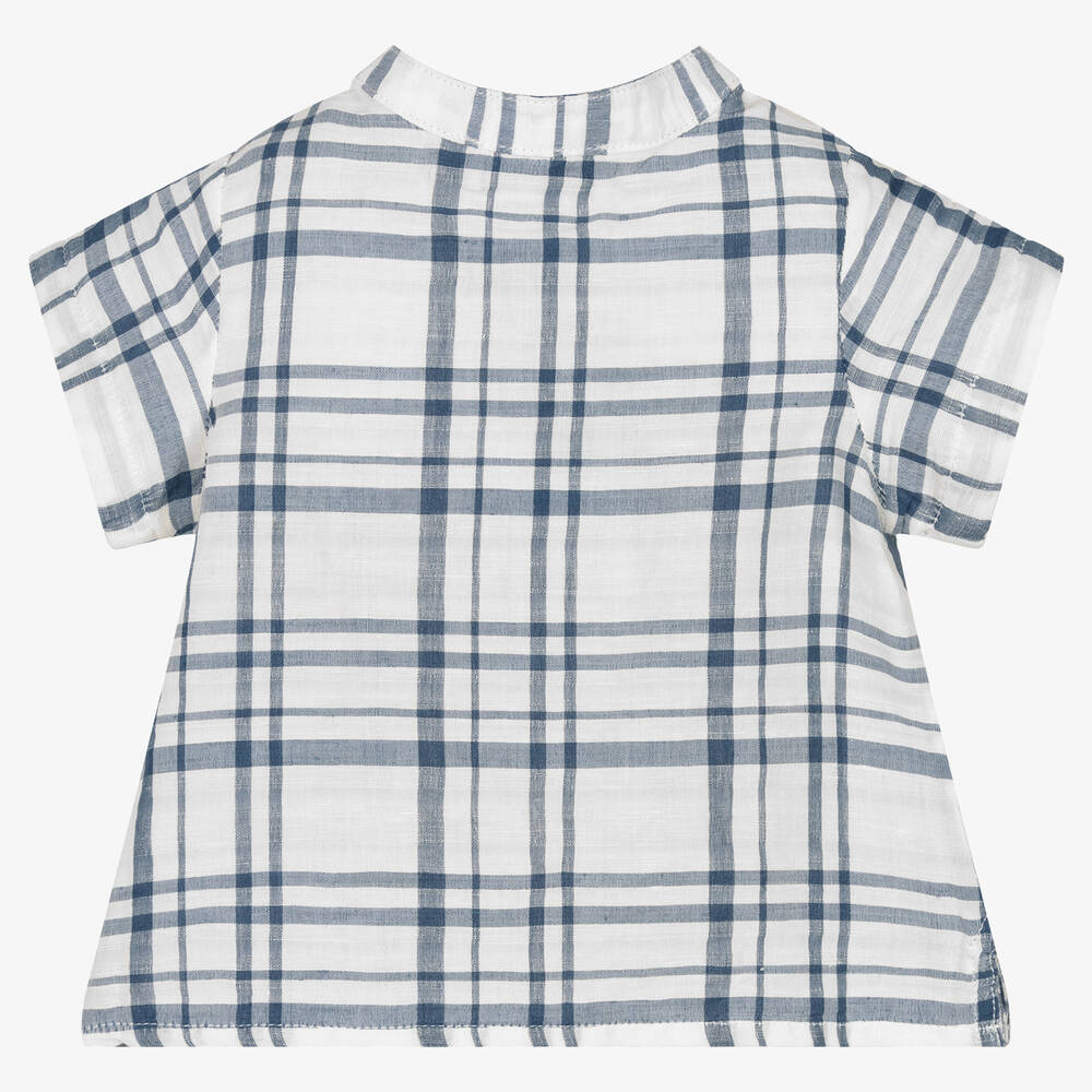 Bonpoint check-print cotton shirt - Blue
