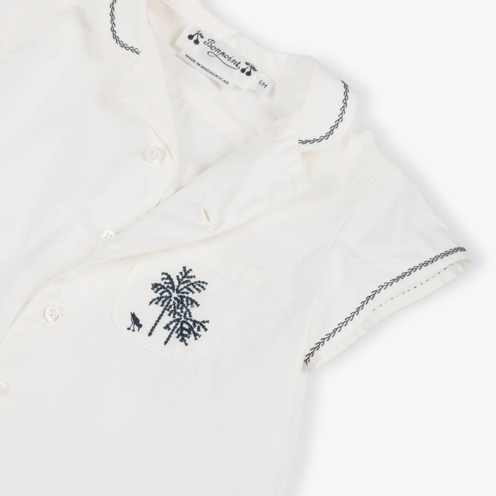 Bonpoint-Baby Boys Embroidered White Cotton Shirt | Childrensalon Outlet